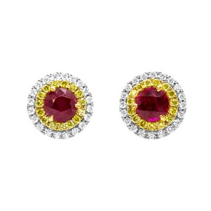 18K Ruby Diamond Stud Earrings